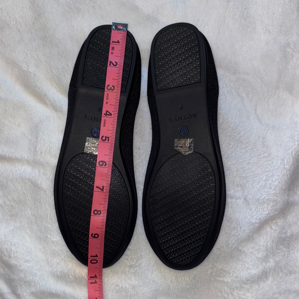 Rothy's Elegant Black Flats with Blue Trim - Picture 6 of 10